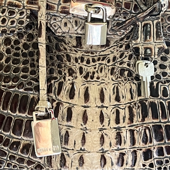 Brazilian Crocodile Embossed Handbag with Lock - Picture 3 of 11